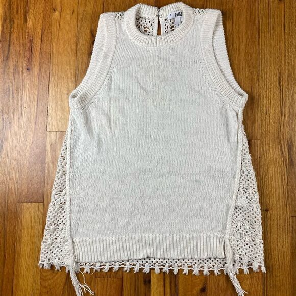 🪦 PAIGE. White Cotton knitted Style Tank Size Small (3 for 30 sale) - Picture 2 of 8
